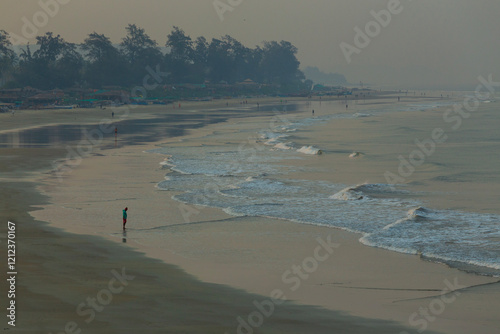 Deserted beach Arambol at dawn photo