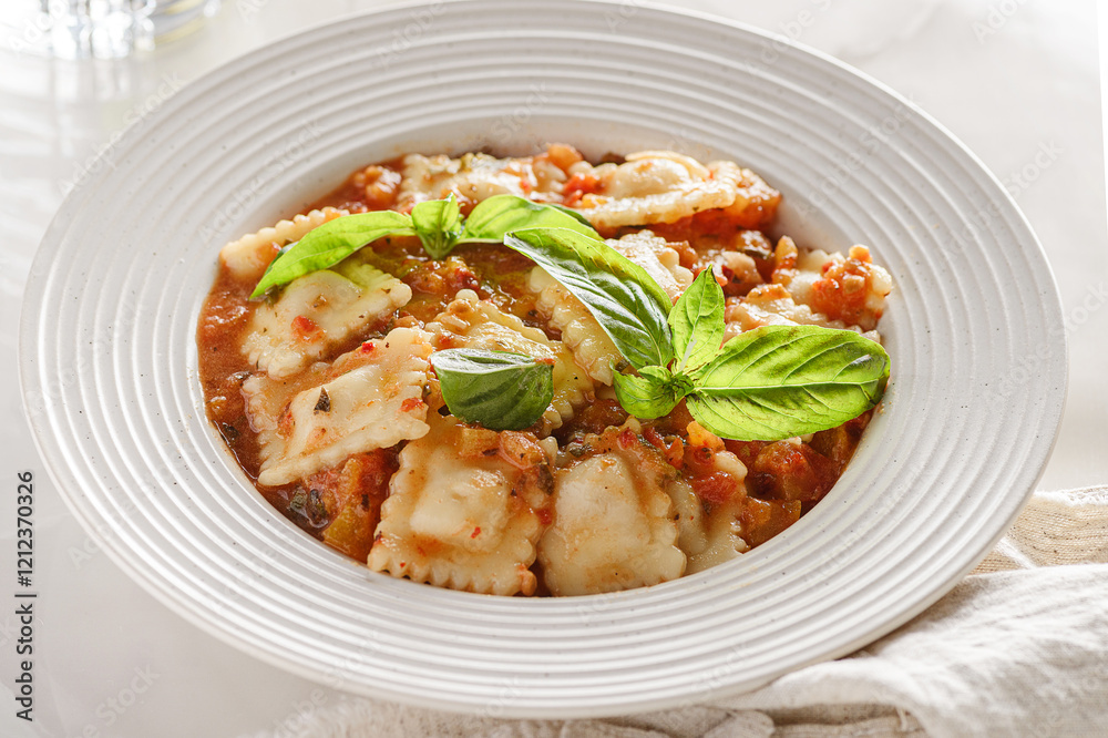 ravioli in tomato sauce with basil ravioli in tomato sauce with basil