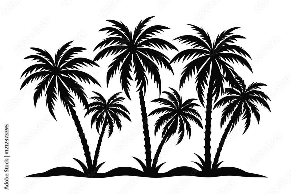 Fototapeta premium Palm trees silhouette art illustration.eps