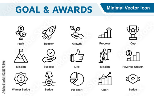 Goal & Awards Icon Set. A motivational collection of icons designed to celebrate achievements and aspirations, perfect for personal development, coaching, and recognition.