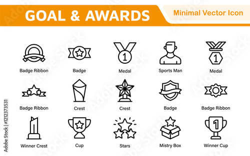 Goal & Awards Icon Set. A motivational collection of icons designed to celebrate achievements and aspirations, perfect for personal development, coaching, and recognition.