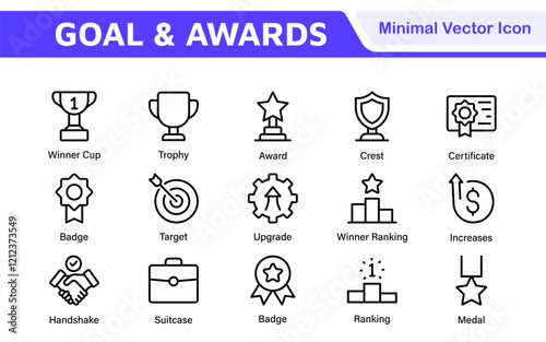 Goal & Awards Icon Set. A motivational collection of icons designed to celebrate achievements and aspirations, perfect for personal development, coaching, and recognition.