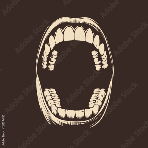 Modern Editable Vector Screen Print of Vampire Fangs