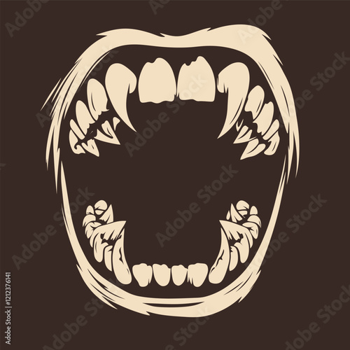 Modern Editable Vector Screen Print of Vampire Fangs