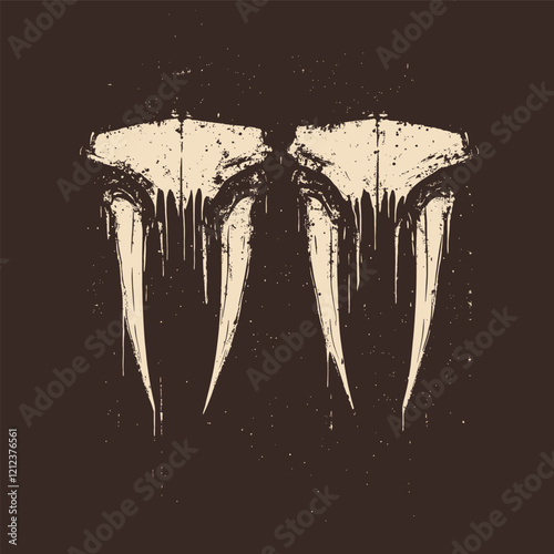 Modern Editable Vector Screen Print of Vampire Fangs