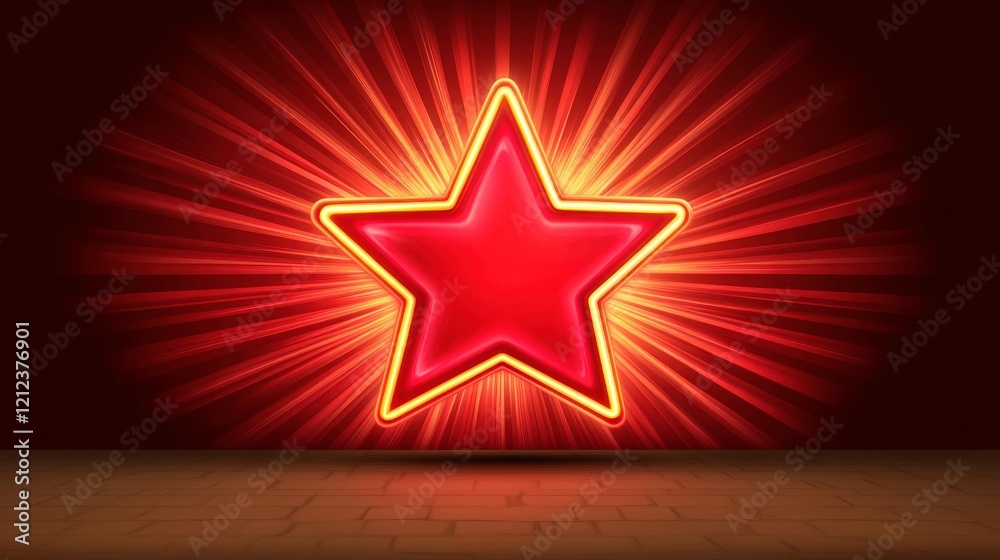Glowing Red Starburst Neon Sign Design Glowing Red Starburst Neon Sign Design
