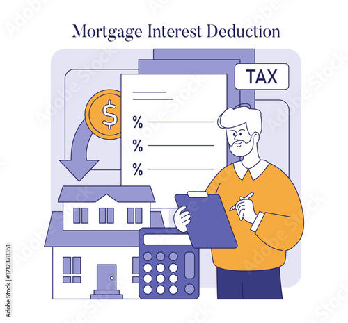 Tax Deductions. Flat Vector Illustration