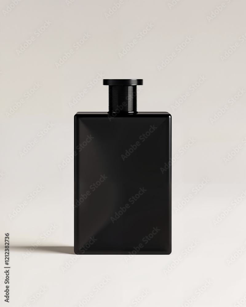 Sleek black bottle displayed on a neutral background captures minimalist design in packaging Sleek black bottle displayed on a neutral background captures minimalist design in packaging