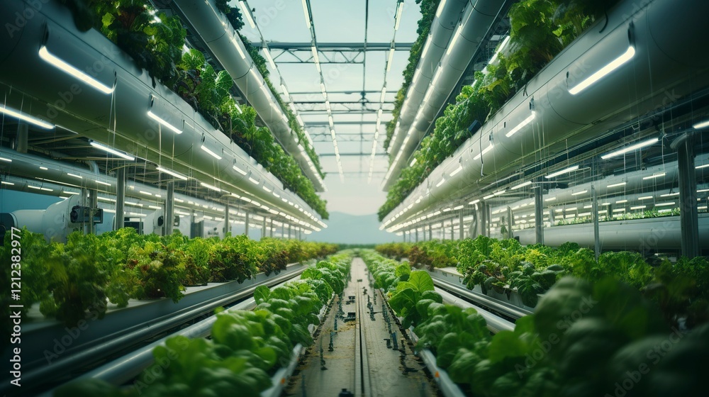 A photo of a hydroponic farm in an urban setting A photo of a hydroponic farm in an urban setting