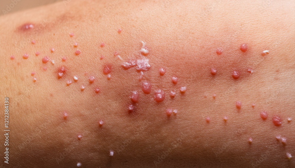 Fototapeta premium Skin Rash and Dermatitis Textures: A Closer Look at Allergic Reactions