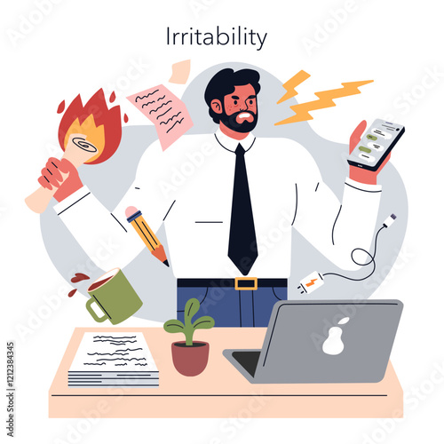 Burnout Signs. Flat Vector Illustration