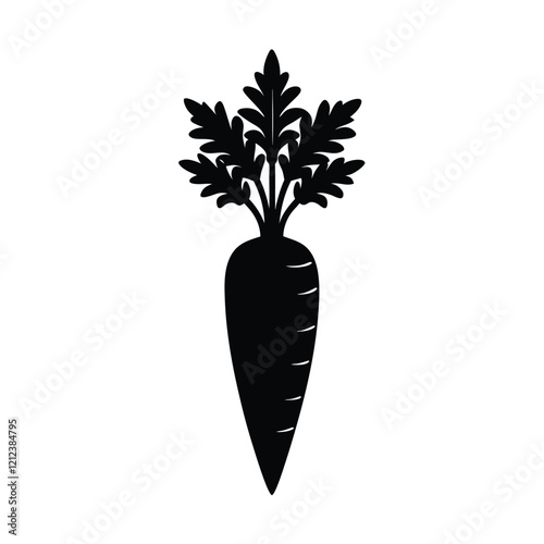 carrot with leaves silhouette vector illustration