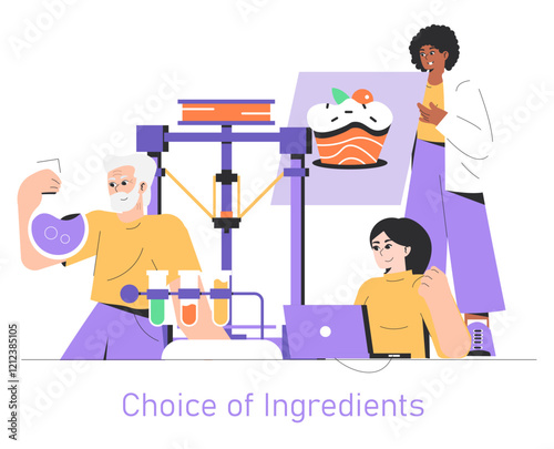 Printing Food. Flat Vector Illustration