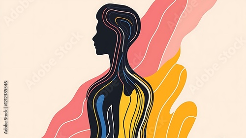 Abstract silhouette of person with highlighted anatomy photo