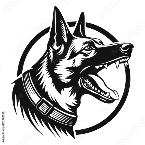 Aggressive German shepherd illustration