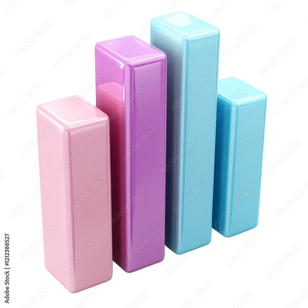 Pastel 3D Bar Graph, Data Chart, Business Pastel 3D Bar Graph, Data Chart, Business