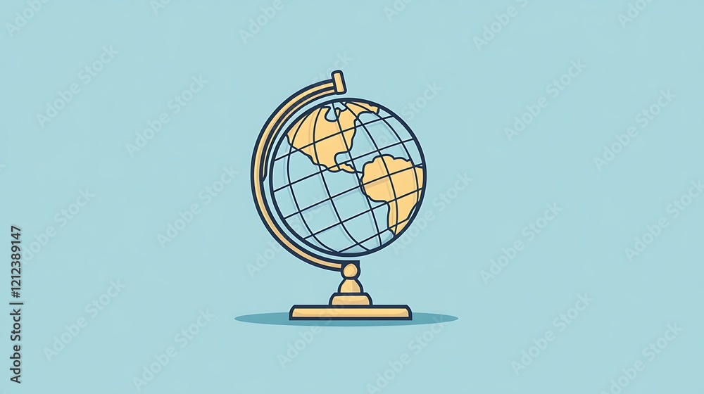 Fototapeta premium Educational globe illustration, simple design, light background, learning tool