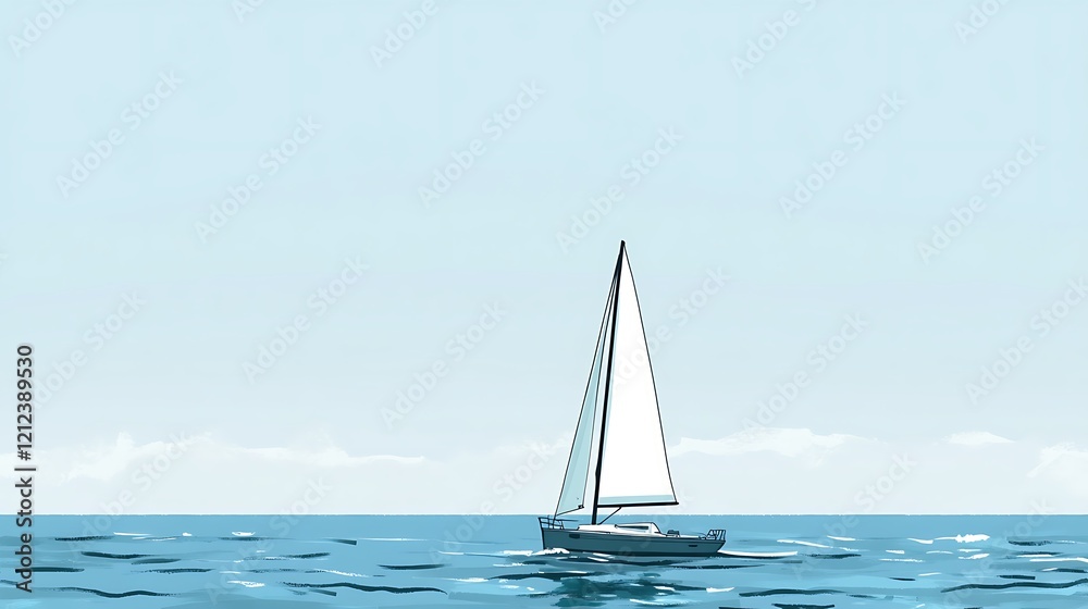 Naklejka premium Sailing Yacht on Calm Sea