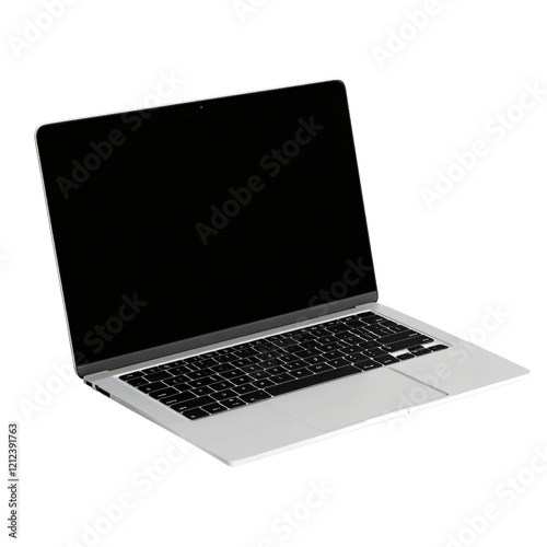 Obraz na płótnie Silver Laptop Computer Mockup, Isolated Black Background w salonie