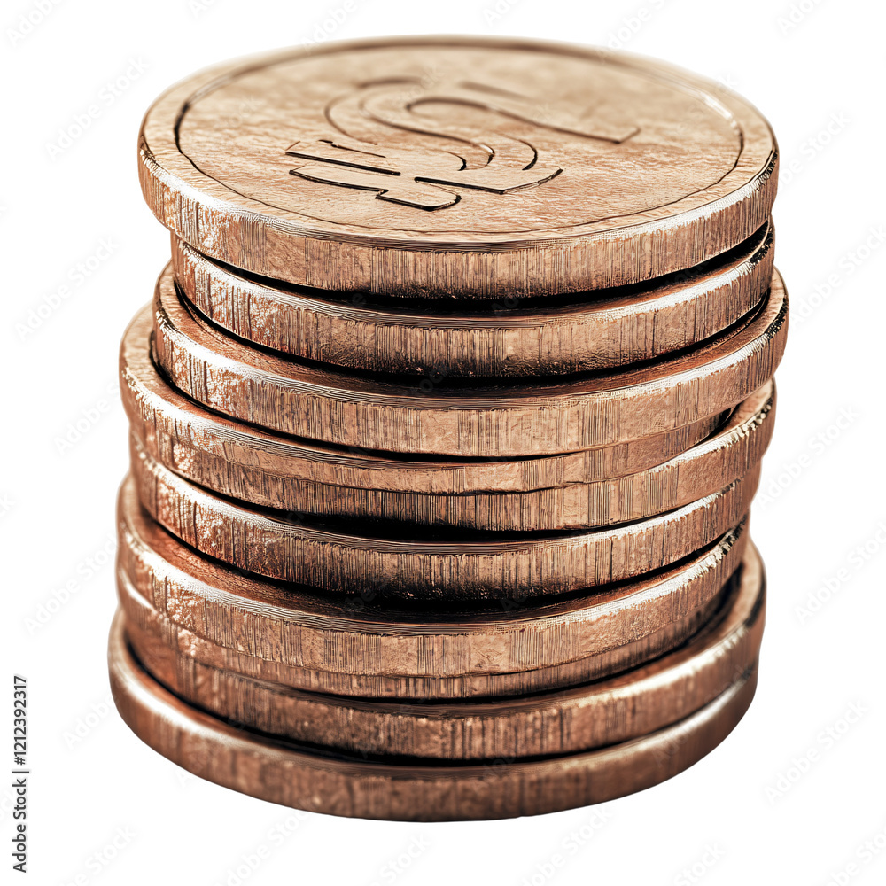 Stack of Copper Coins, Close-up, Macro Stack of Copper Coins, Close-up, Macro