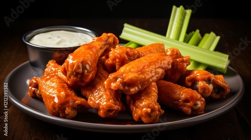 Delicious Plate of Boneless Chicken Wings with Buffalo Sauce - High-Quality Food Photography photo