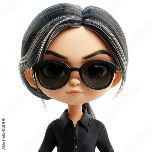 Stylish 3D Cartoon Girl Avatar, Sunglasses