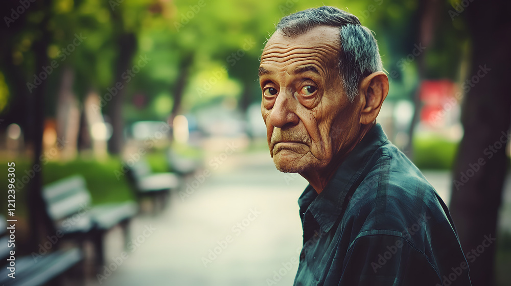 Elderly person standing alone, looking confused and uncertain, capturing the vulnerability and challenges faced by the aging population in modern society.