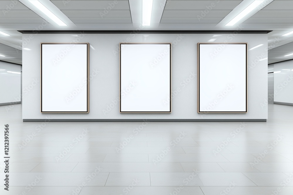 Subway station billboards mockup urban environment front view advertising concept Subway station billboards mockup urban environment front view advertising concept