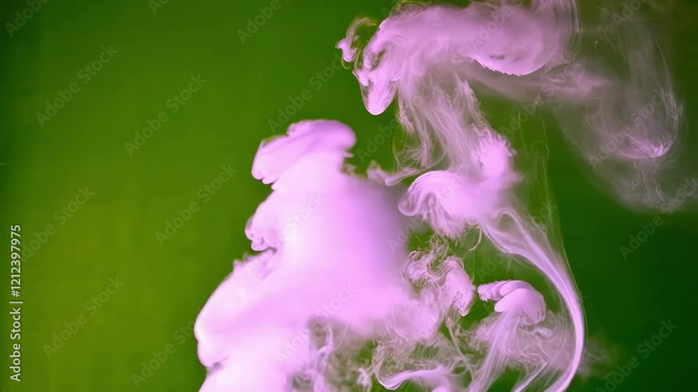 Pink smoke is creating beautiful abstract shapes spreading on a chromakey green screen background, perfect for visual effects and creative video projects Pink smoke is creating beautiful abstract shapes spreading on a chromakey green screen background, perfect for visual effects and creative video projects