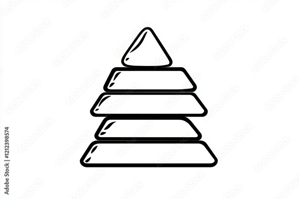 A minimalist line art of a zinc ingot stack, drawn in clean geometric shapes against a white background A minimalist line art of a zinc ingot stack, drawn in clean geometric shapes against a white background