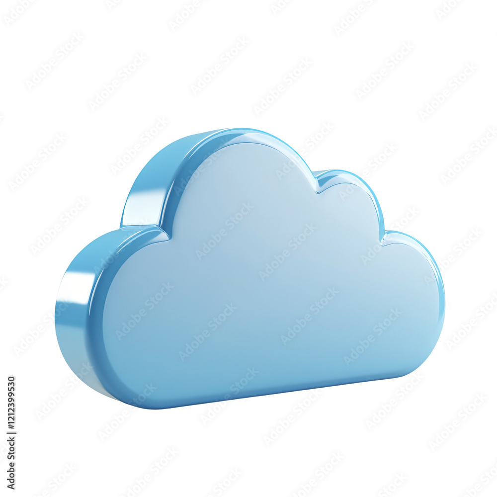 3D Blue Cloud Icon - Glossy Cloud Computing Symbol 3D Blue Cloud Icon - Glossy Cloud Computing Symbol