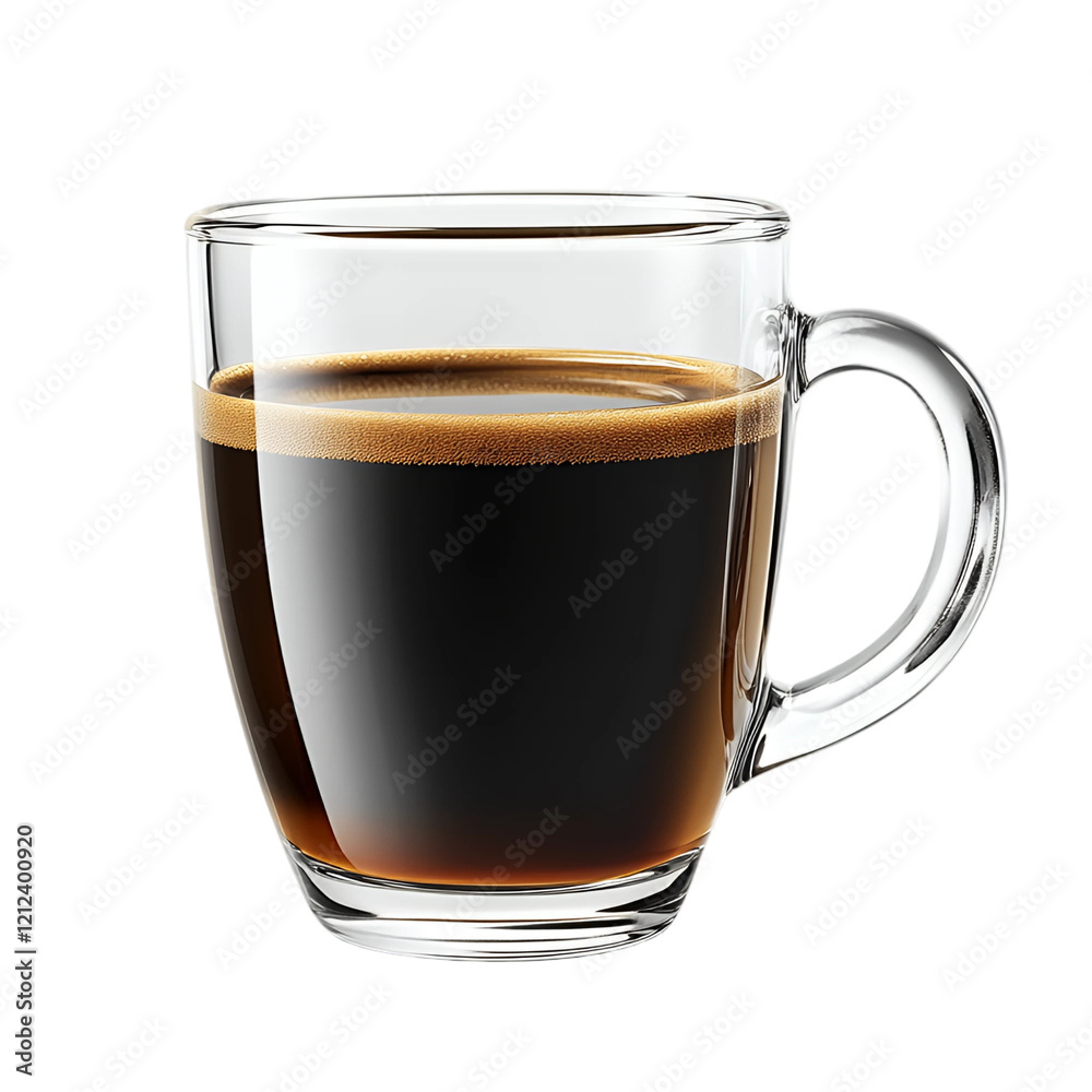 Aromatic Espresso in a Clear Glass Mug Rich Dark Coffee Beverage Aromatic Espresso in a Clear Glass Mug Rich Dark Coffee Beverage