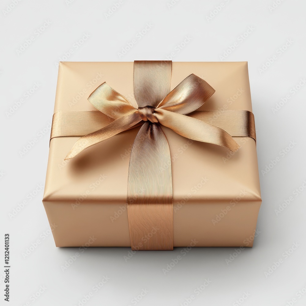 Φωτογραφία Beautifully wrapped gift box decorated with a satin ribbon on a white background