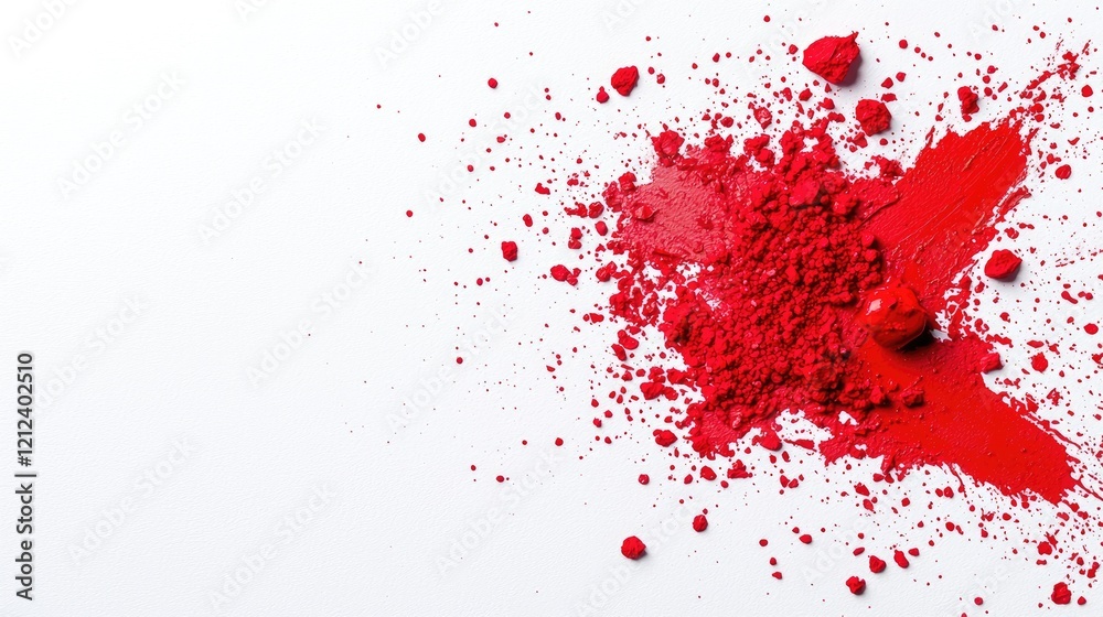 Red pigment splash on white background, artistic texture, design element Red pigment splash on white background, artistic texture, design element