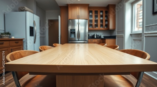 Modern Light Wood Dining Table in a Stylish Kitchen Setting