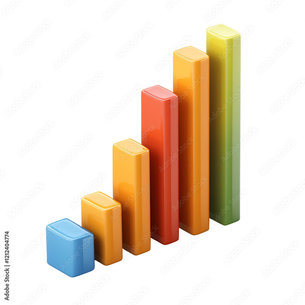 Colorful 3D Bar Graph, Business Chart, Growth Colorful 3D Bar Graph, Business Chart, Growth