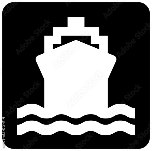 water transportation sign symbol isolated on black background. vector ilustration. 