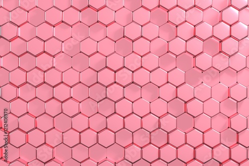 Hexagon pink Background, Valentine's day 3d render
