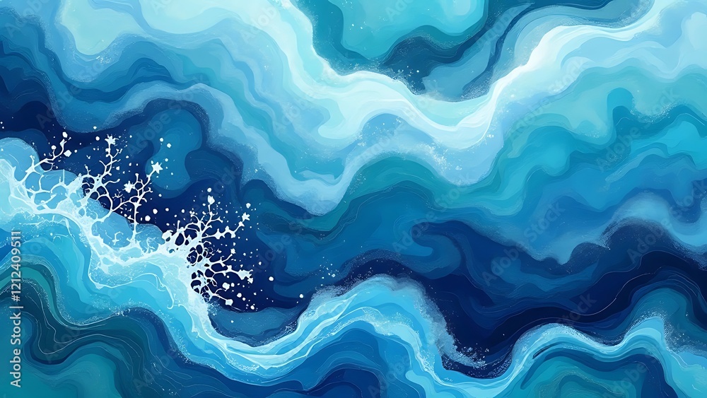 Abstract flowing waves in shades of blue Abstract flowing waves in shades of blue