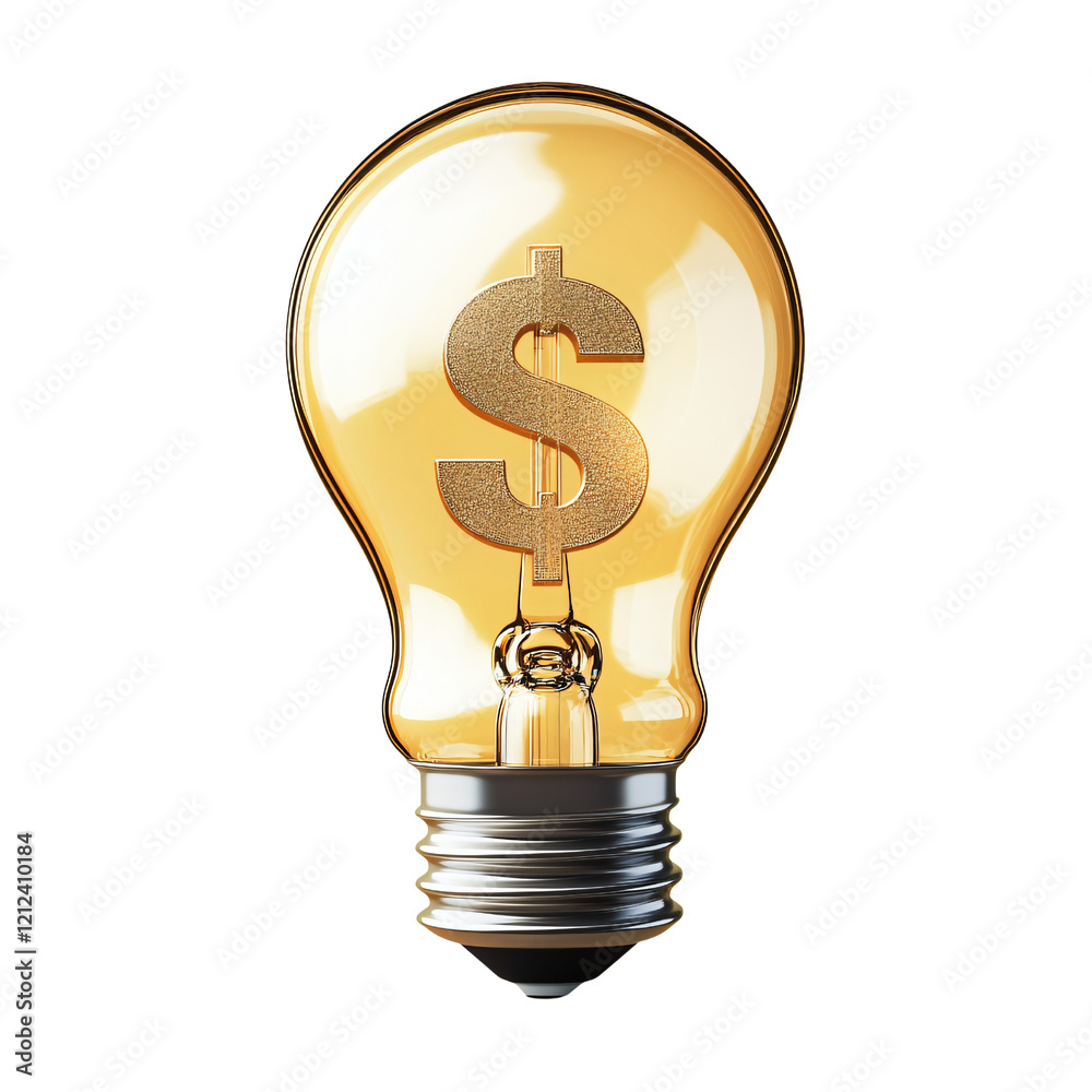 Golden Lightbulb with Dollar Sign - Finance Idea Golden Lightbulb with Dollar Sign - Finance Idea