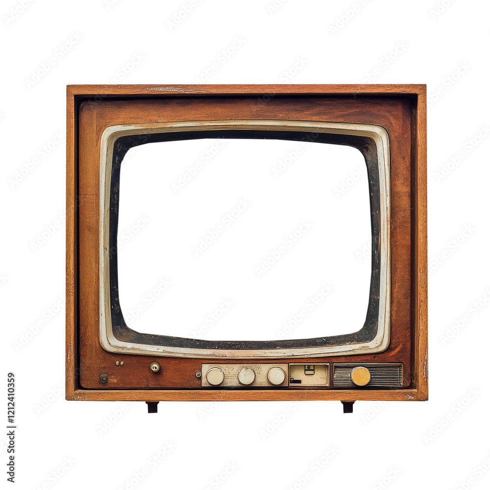 An old TV on a transparent background An old TV on a transparent background