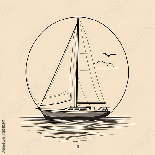 Line art sailboat graphic design photo