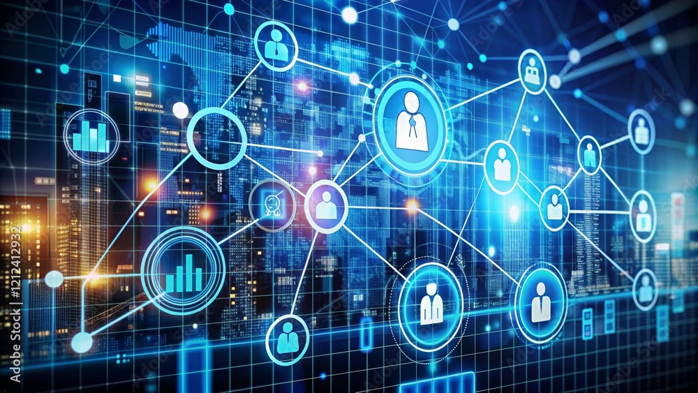 Network of people in a digital world. Network of people in a digital world.