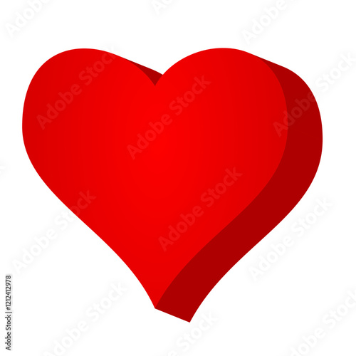 Red Heart volume shape isolated onthe white background