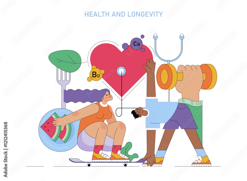 Fototapeta premium Human Values. Flat Vector Illustration