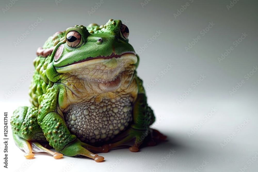 Obraz premium Green Frog Fluffy Cartoon Character Cut Out On A White Background