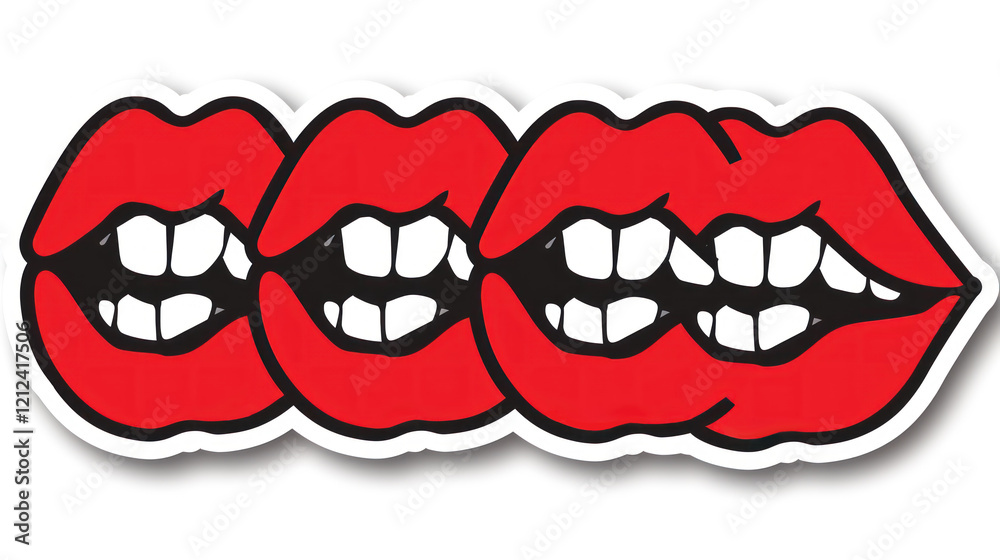 Bold and Playful Illustration of Red Lips with Teeth, Capturing Quirky and Fun Expressions, Perfect for Graphic Design and Creative Projects Bold and Playful Illustration of Red Lips with Teeth, Capturing Quirky and Fun Expressions, Perfect for Graphic Design and Creative Projects