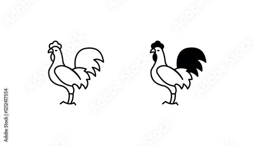 Rooster icon design with white background stock illustration