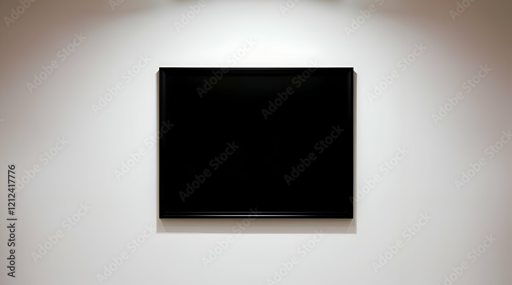 Modern Blank Black Frame Mockup on White Wall. Modern Blank Black Frame Mockup on White Wall.