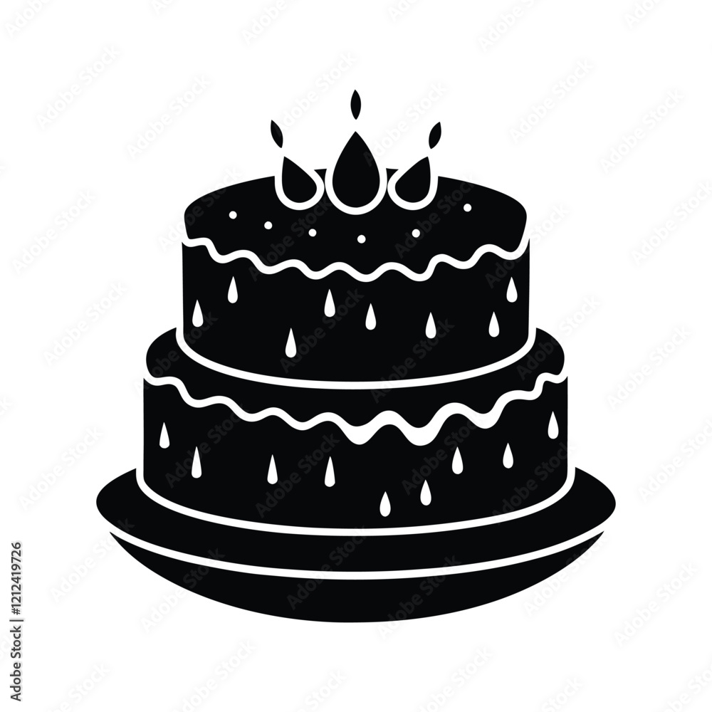 Cake silhouette vector illustration, simple and elegant dessert icon for bakery, birthday, and celebration designs, isolated black cake graphic
Cake silhouette vector illustration, simple and elegant dessert icon for bakery, birthday, and celebration designs, isolated black cake graphic